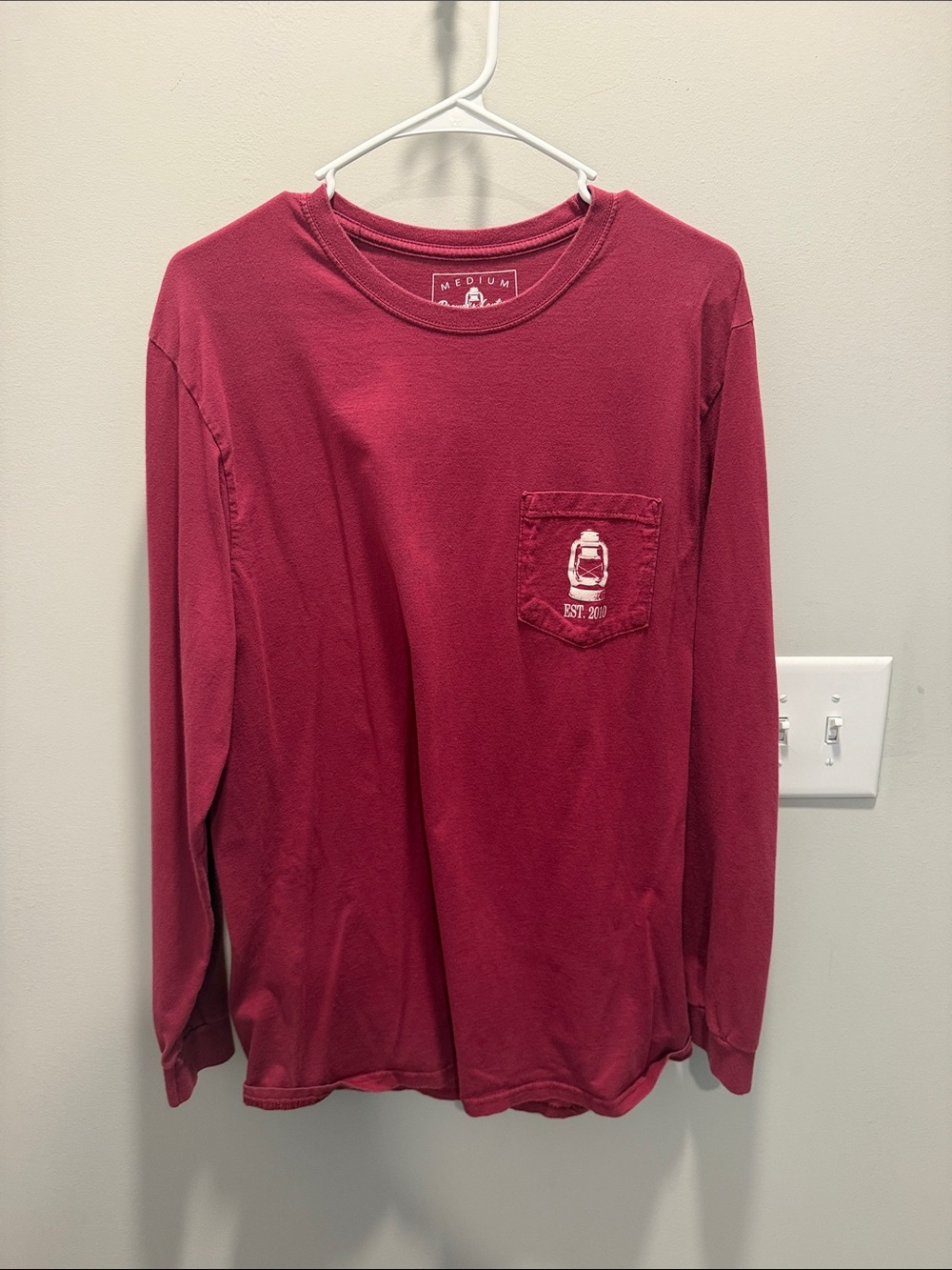 Men's Long Sleeve Pocket Tee - Maroon